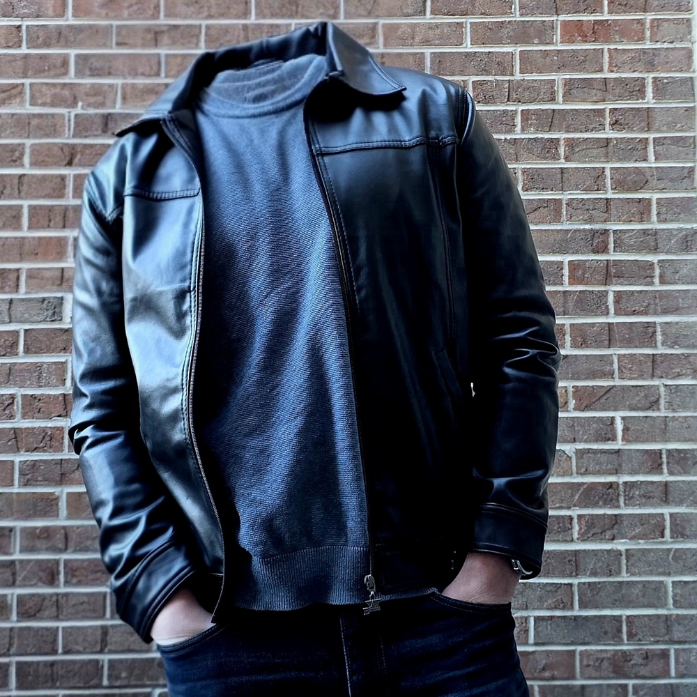 Armani Men's Sheepskin Leather Jacket | Black Medium